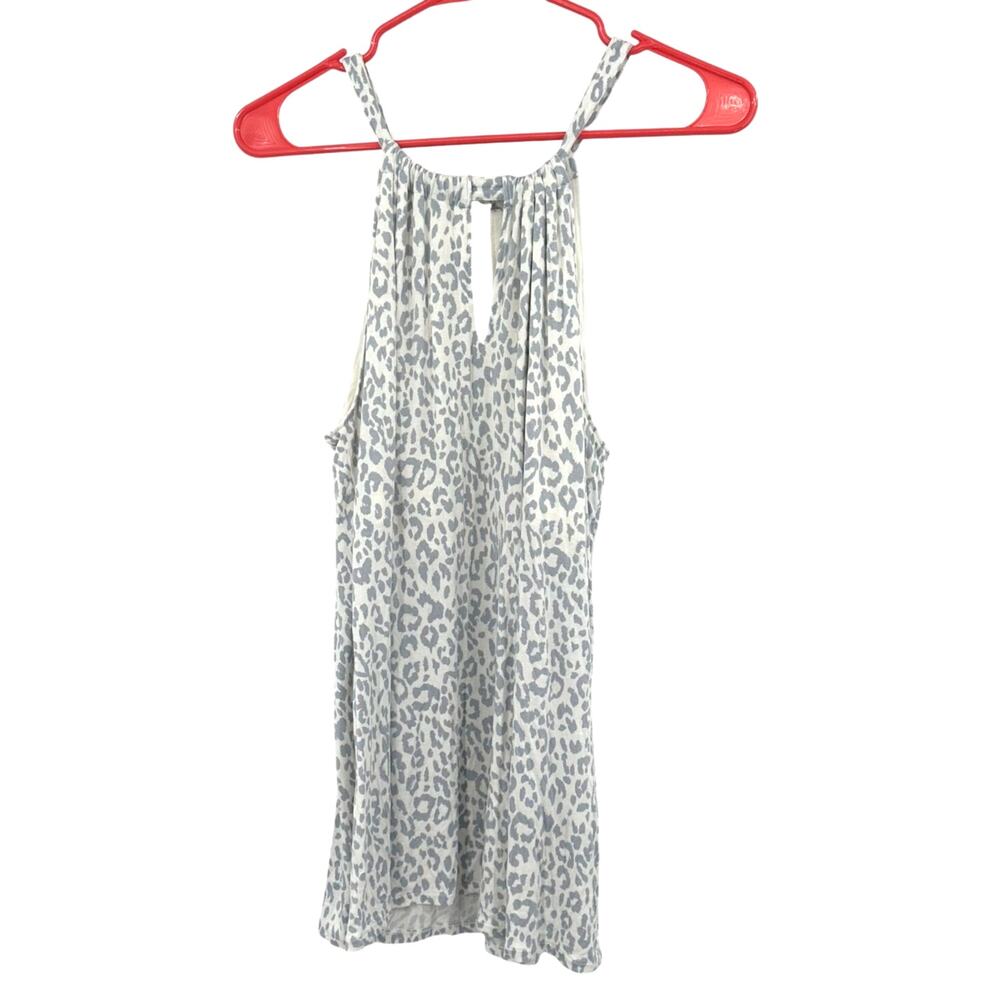 Banana Republic Size Small Tank Top Sleeveless Shirt Blouse White Gray Leopard